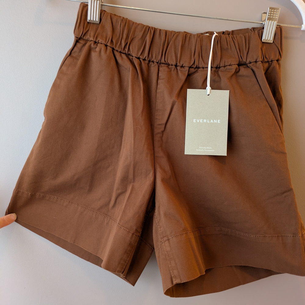 Everlane Brown Elastic-Waist Cotton Shorts